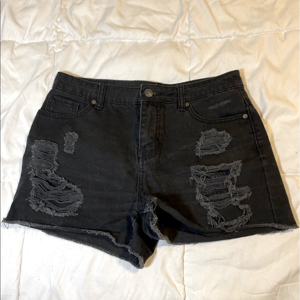 Black high rise Buffalo David Bitton jean shorts. Size 26.